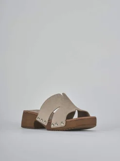 Ciabatte tacco 3cm camoscio beige