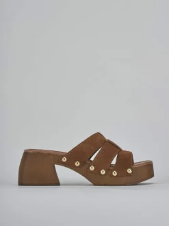 Ciabatte tacco 6cm camoscio marrone