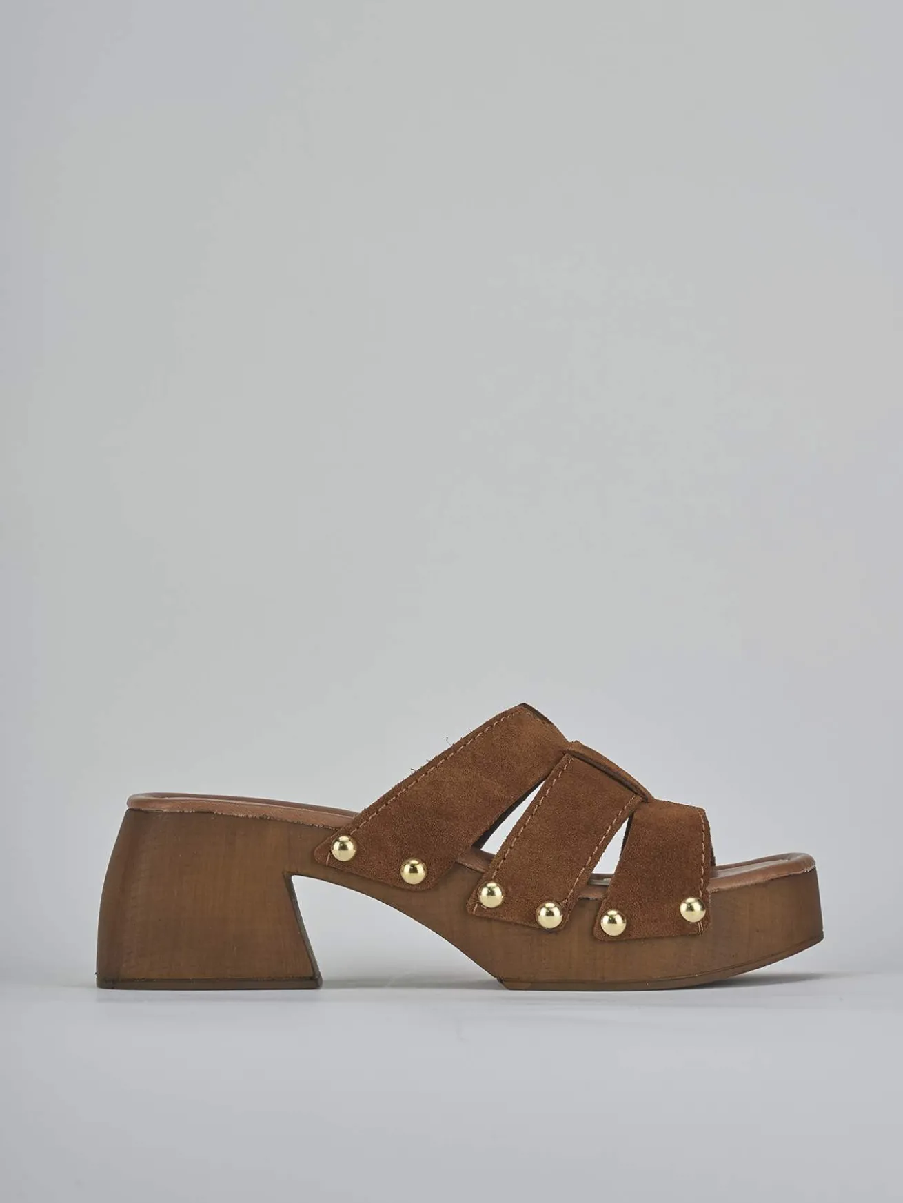 Ciabatte tacco 6cm camoscio marrone