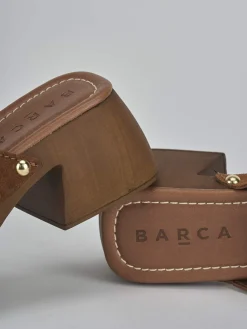 Ciabatte tacco 6cm camoscio marrone