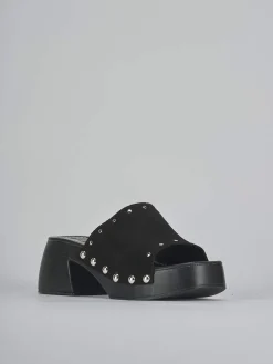 Ciabatte tacco 6cm camoscio nero