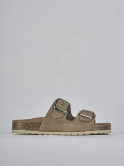 Ciabatte tacco 1cm camoscio beige