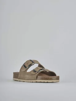 Ciabatte tacco 1cm camoscio beige