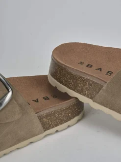 Ciabatte tacco 1cm camoscio beige