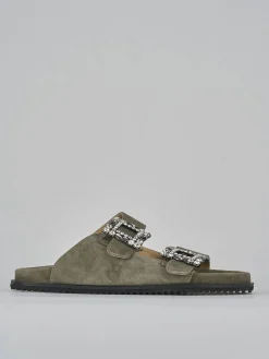 Ciabatte tacco 1cm camoscio verde