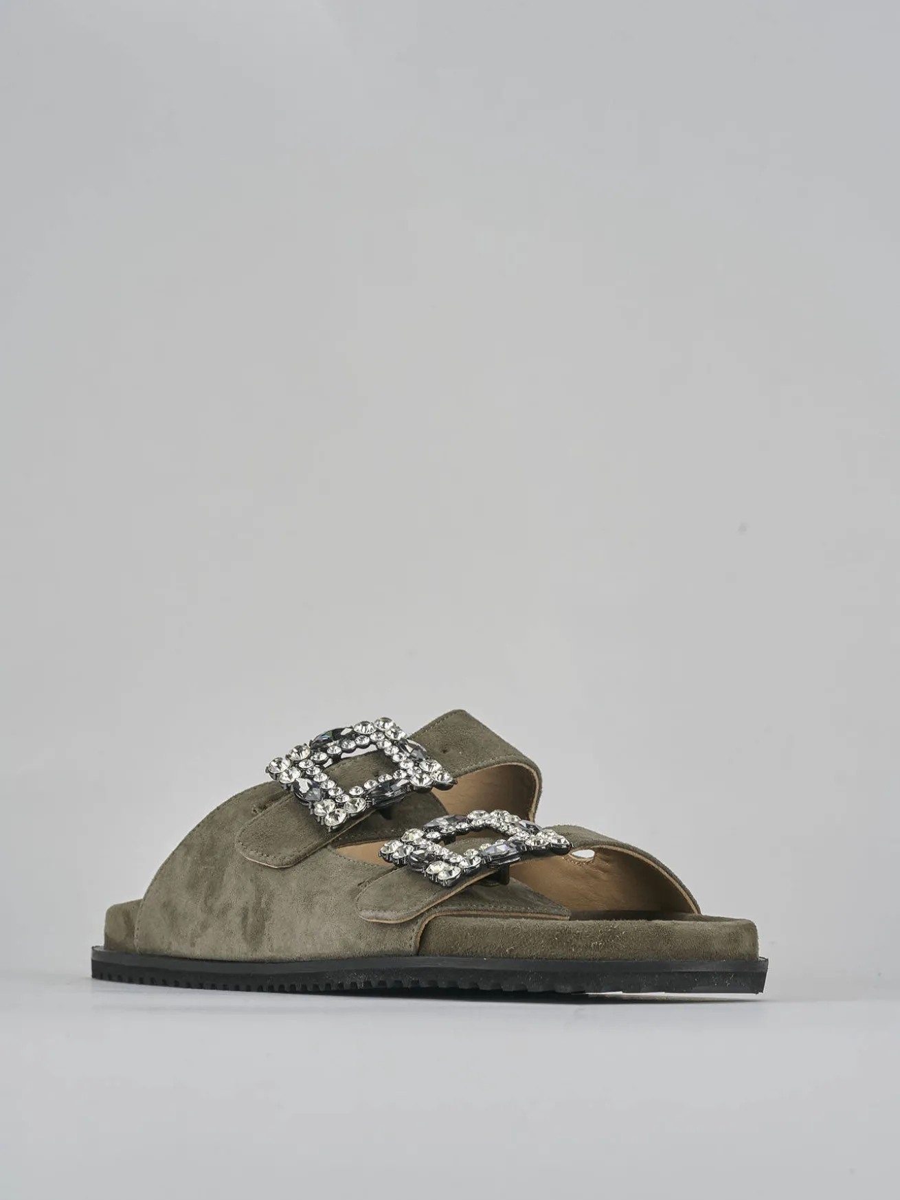 Ciabatte tacco 1cm camoscio verde