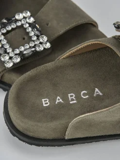 Ciabatte tacco 1cm camoscio verde