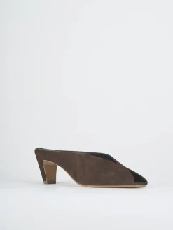 Ciabatte tacco 5cm camoscio testa