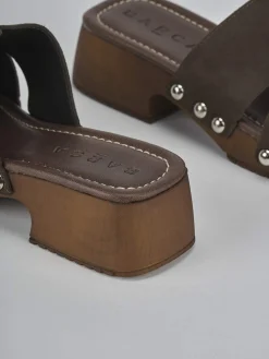 Ciabatte tacco 3cm camoscio testa