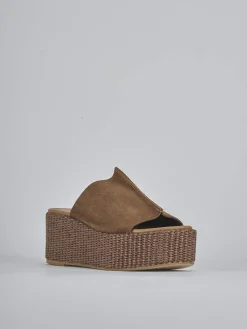 Ciabatte tacco 7cm camoscio testa