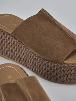 Ciabatte tacco 7cm camoscio testa