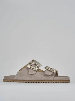 Ciabatte tacco 1cm camoscio beige