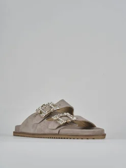 Ciabatte tacco 1cm camoscio beige