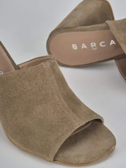 Ciabatte tacco 7cm camoscio marrone