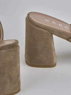 Ciabatte tacco 7cm camoscio marrone