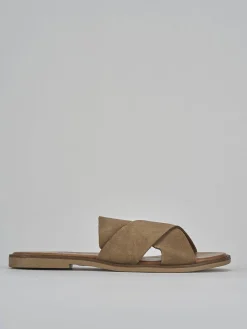 Ciabatte tacco 1cm camoscio beige