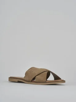 Ciabatte tacco 1cm camoscio beige