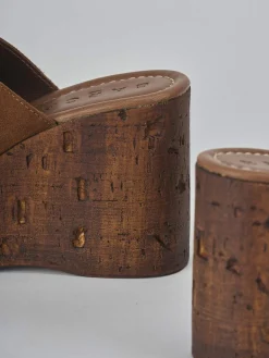 Ciabatte tacco 10cm camoscio marrone