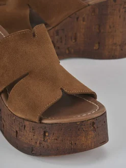 Ciabatte tacco 10cm camoscio marrone