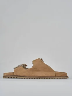 Ciabatte tacco 1cm camoscio marrone