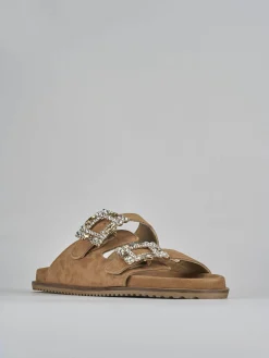 Ciabatte tacco 1cm camoscio marrone