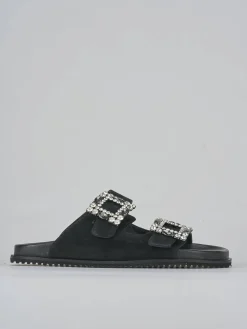 Ciabatte tacco 1cm camoscio nero