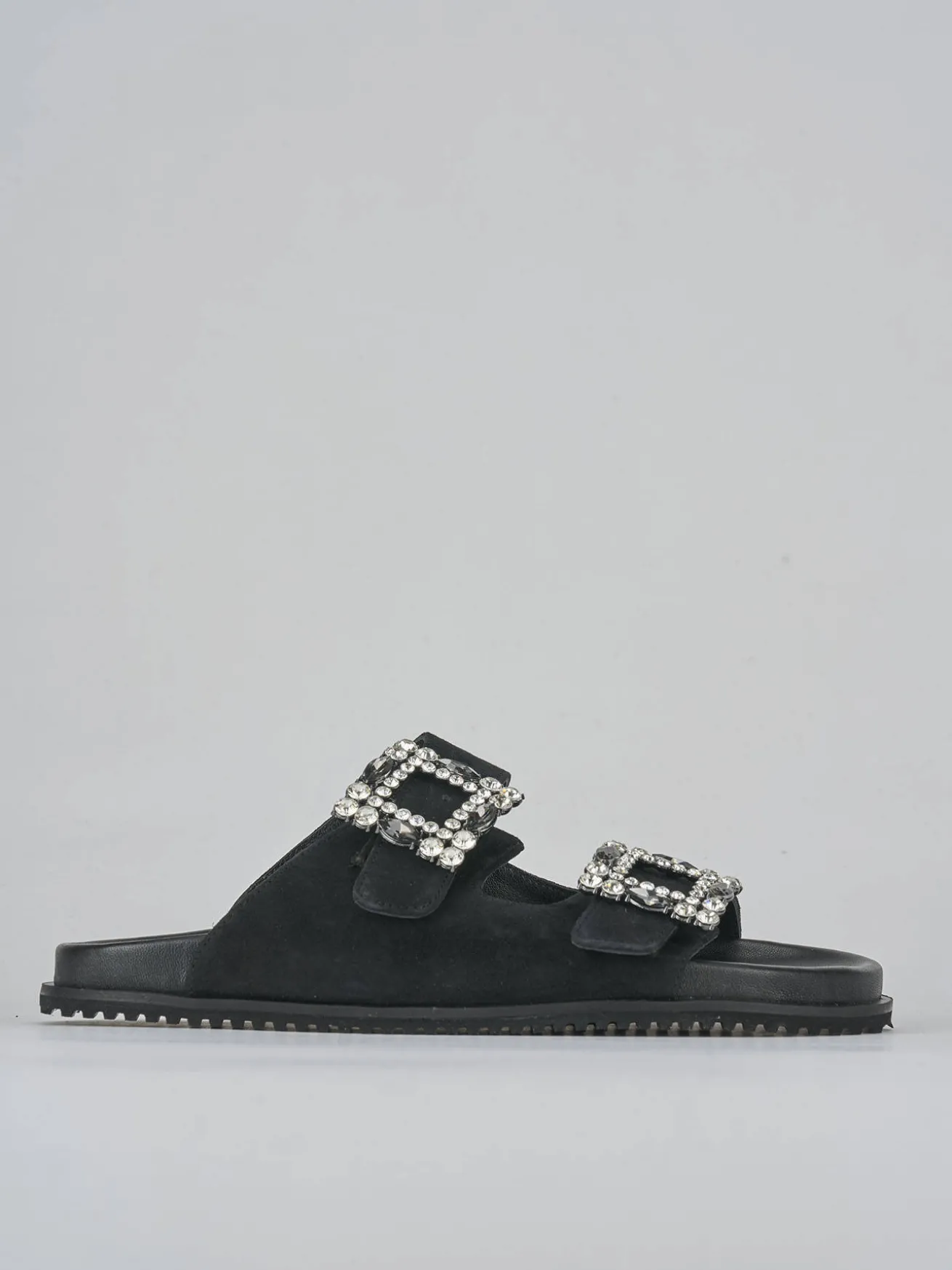 Ciabatte tacco 1cm camoscio nero