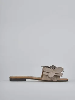 Ciabatte tacco 1cm camoscio beige