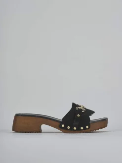 Ciabatte tacco 3cm camoscio nero