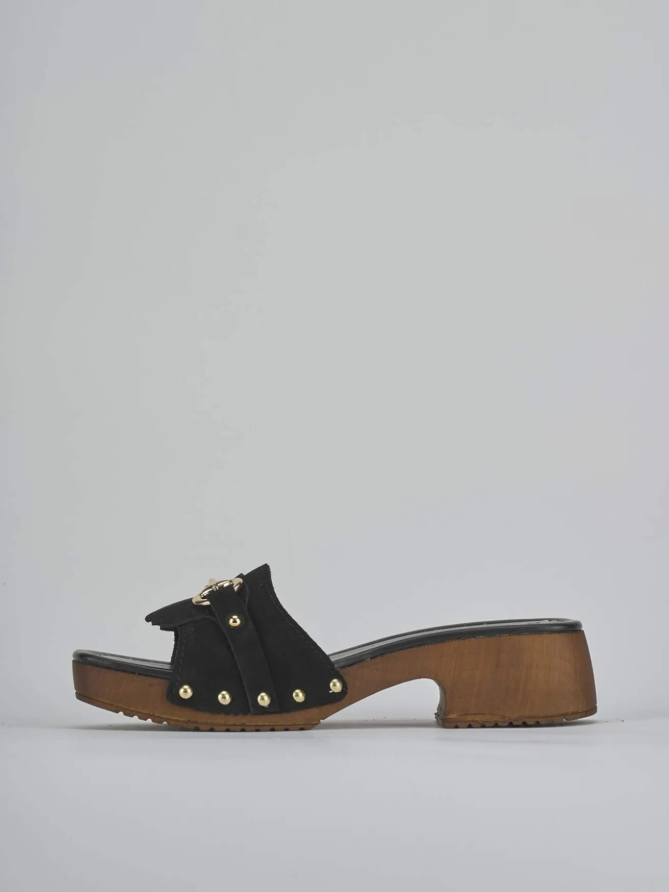 Ciabatte tacco 3cm camoscio nero