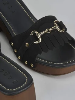 Ciabatte tacco 3cm camoscio nero