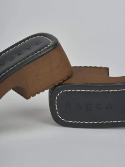 Ciabatte tacco 3cm camoscio nero