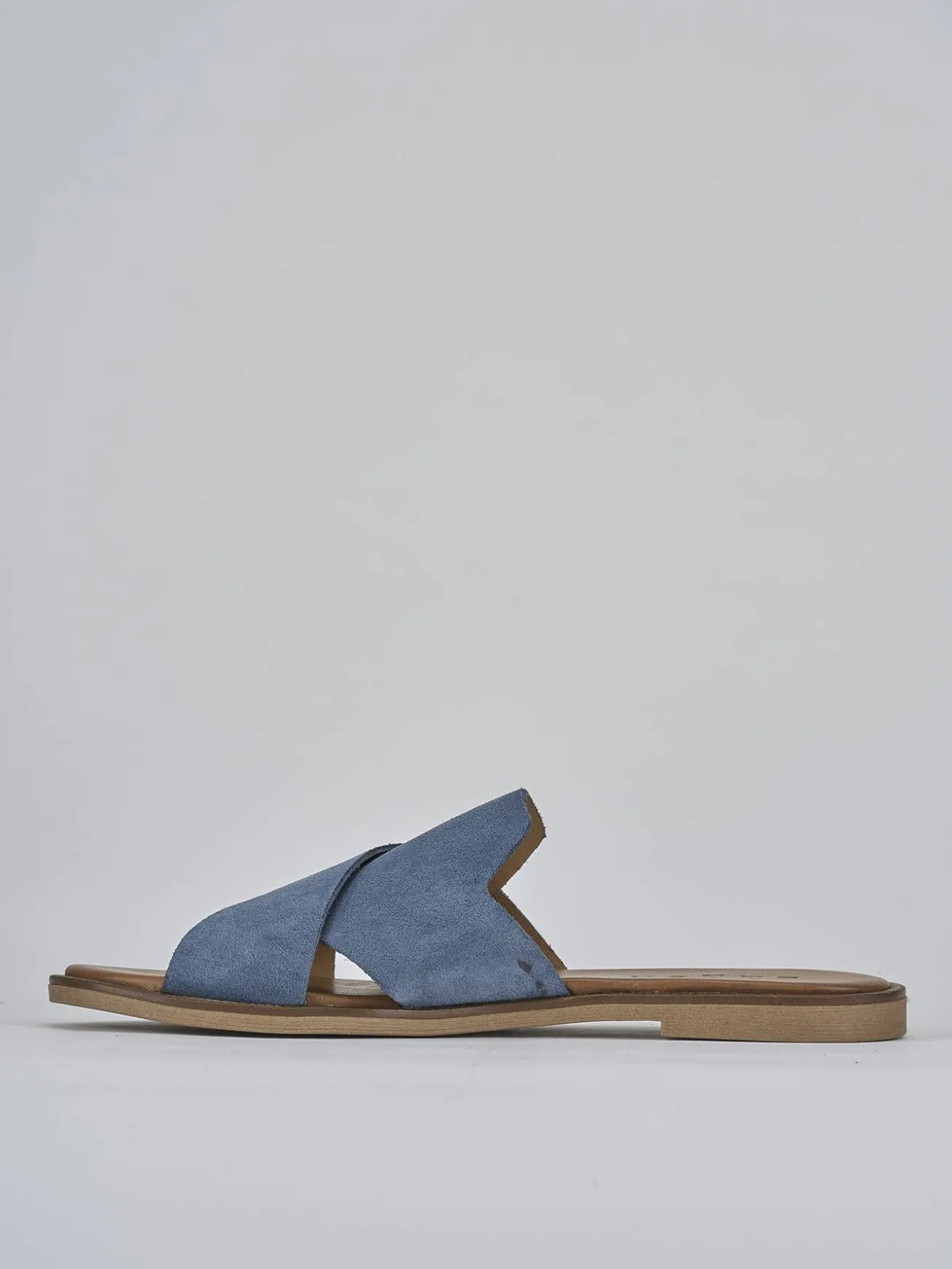 Ciabatte tacco 1cm camoscio jeans