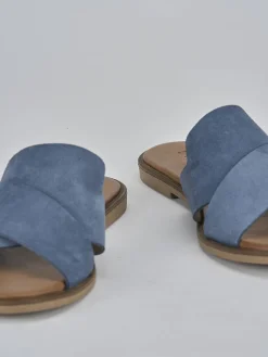 Ciabatte tacco 1cm camoscio jeans