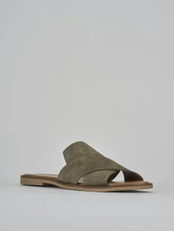 Ciabatte tacco 1cm camoscio verde