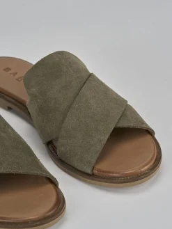 Ciabatte tacco 1cm camoscio verde