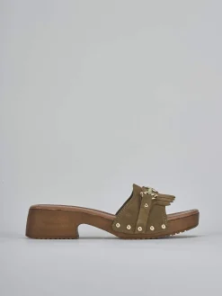 Ciabatte tacco 3cm camoscio verde