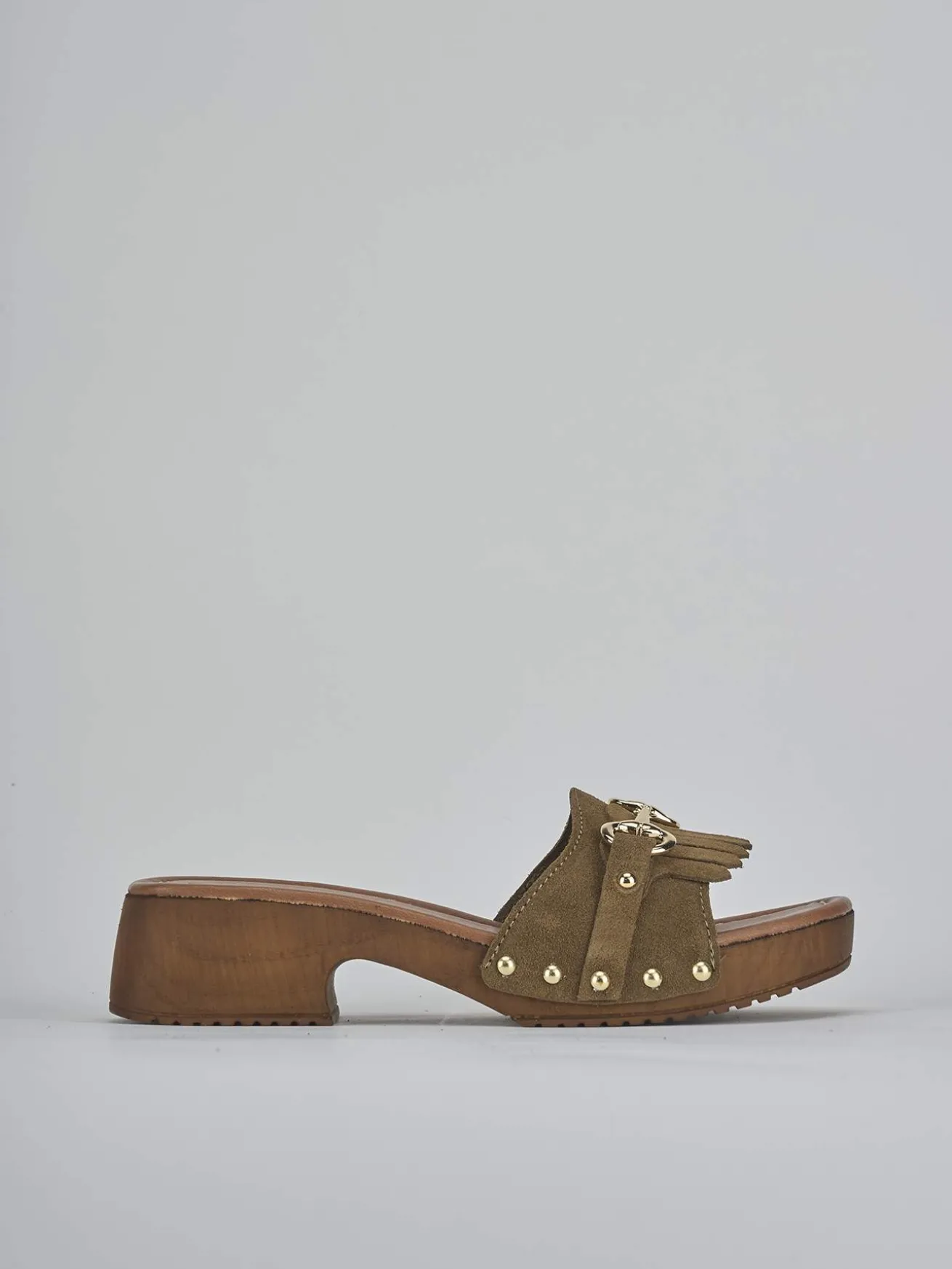 Ciabatte tacco 3cm camoscio verde