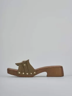 Ciabatte tacco 3cm camoscio verde