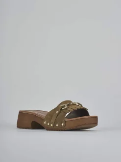 Ciabatte tacco 3cm camoscio verde