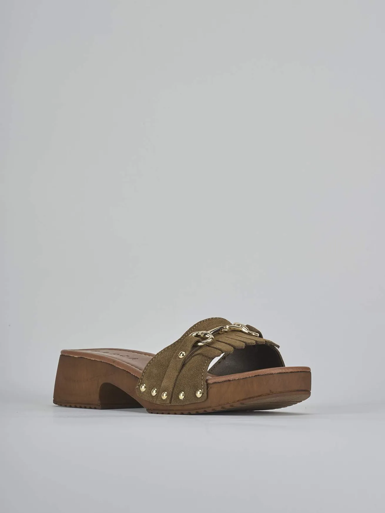 Ciabatte tacco 3cm camoscio verde