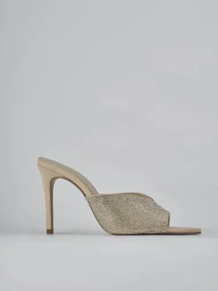 Ciabatte tacco 10cm camoscio beige