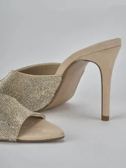 Ciabatte tacco 10cm camoscio beige