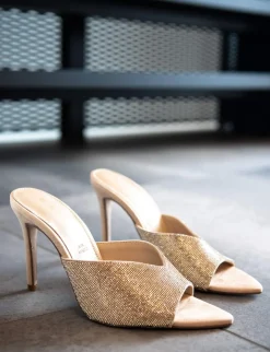 Ciabatte tacco 10cm camoscio beige