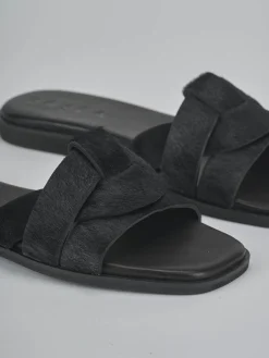 Ciabatte tacco 1cm cavallino nero