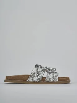 Ciabatte tacco 1cm laminato argento