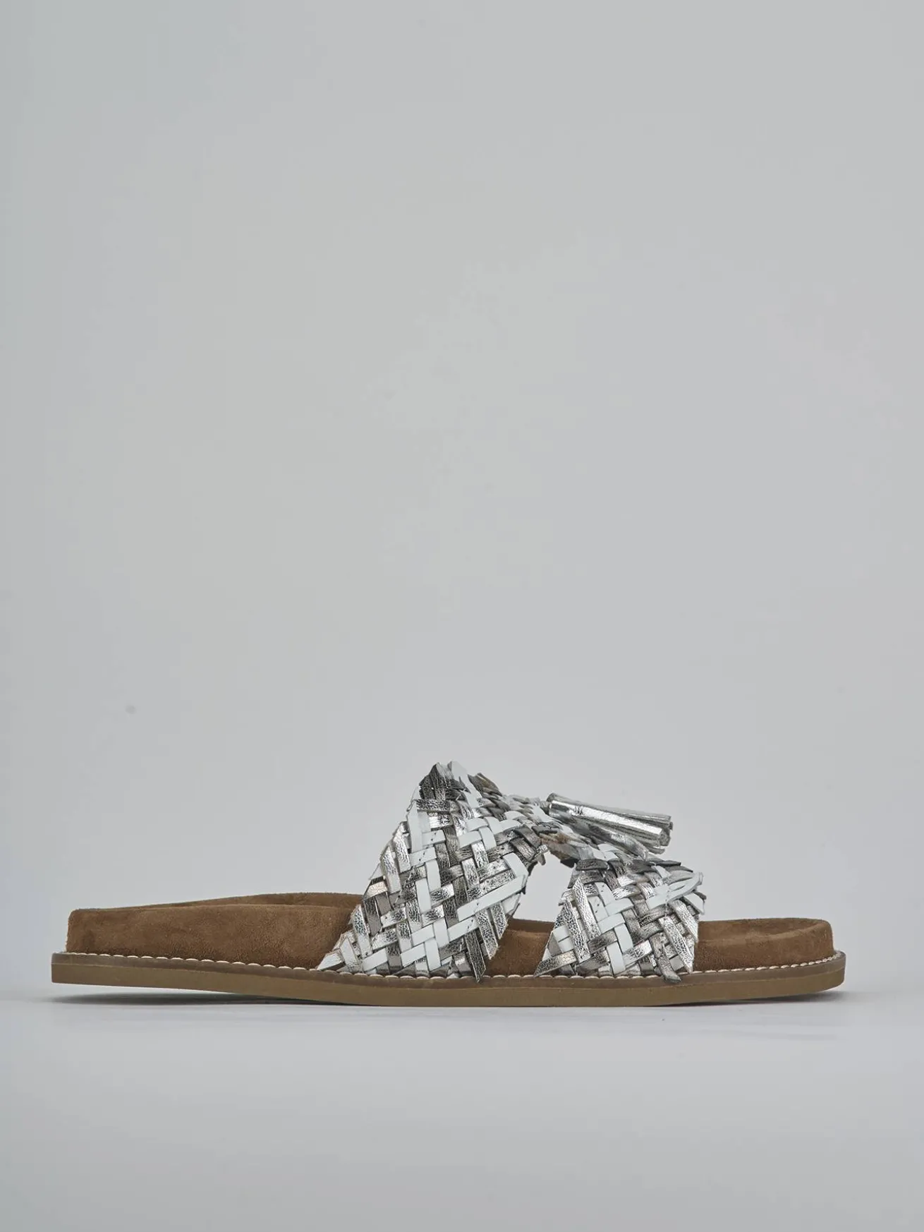 Ciabatte tacco 1cm laminato argento