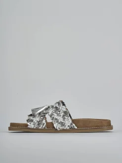 Ciabatte tacco 1cm laminato argento