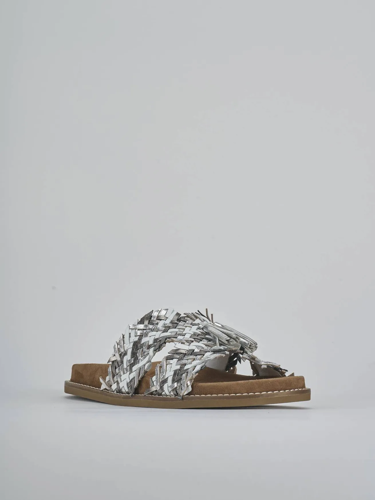 Ciabatte tacco 1cm laminato argento