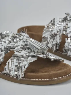 Ciabatte tacco 1cm laminato argento